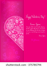 Beautiful heart consisting of two halves with curl for Illustration template design, cove, banner. Design flyer with boho heart