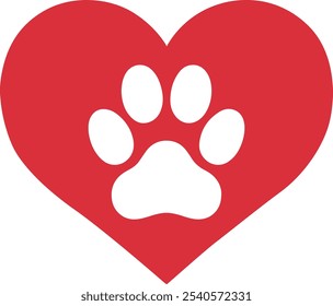 Beautiful Heart Cutout with Paw Print for Animal Lovers Wall Art