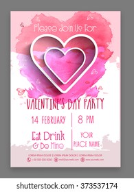 Beautiful heart decorated, Pamphlet, Banner or Flyer design for Valentine's Day Party celebration.