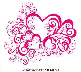 beautiful heart with floral ornament, Element for design, vector image