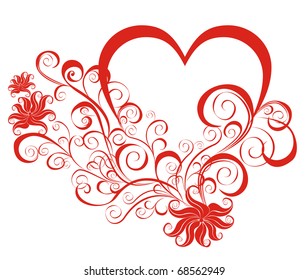 Beautiful heart with floral ornament, Element for design, vector image