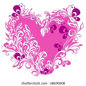 Beautiful heart with floral ornament, Element for design, vector image