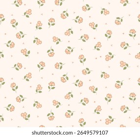 Beautiful heart flower on beige background. Happy Valentine's Day. Heart pattern on beige backdrop. For textiles, cotton fabric, covers, wallpaper, printing, cards, scrapbooking.