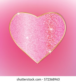 Beautiful heart. Glitter texture. For background, card decoration Vector illustration