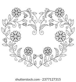 Beautiful heart hand drawn for adult coloring book