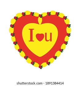 Beautiful heart with the inscription framed by roses. Illustration isolated on white background. Illustration for Valentine's Day.