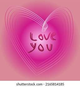 Beautiful heart with the inscription love you in the middle, vector love background