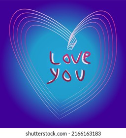 Beautiful heart with the inscription love you in the middle, vector love background
