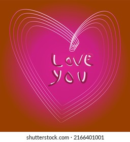 Beautiful heart with the inscription love you in the middle, vector love background