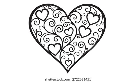 Beautiful heart with intricate designs and patterns