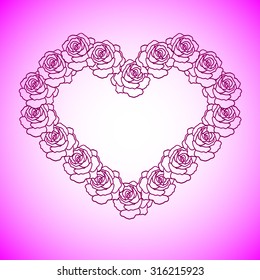 Beautiful heart made from rose,valentine background