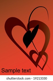 beautiful heart on red background