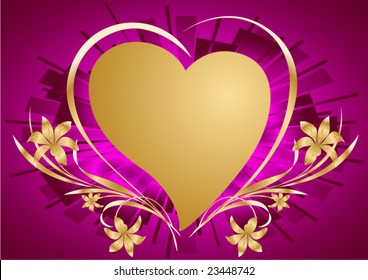 Beautiful heart with an ornament on a red background