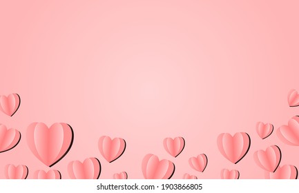 beautiful heart papercut on pink background for valentine day greeting card.