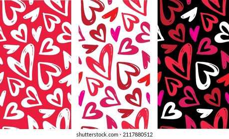 Beautiful heart pattern background. Love you, Happy Valentine's Day - template design. Heart background art.