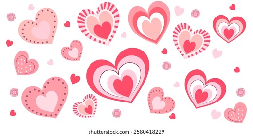 Beautiful Heart pattern design, Made with Lot of hearts in White Background in Banner Size.