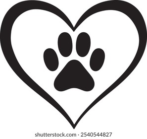 Beautiful Heart with Paw Print for Animal Lovers Art