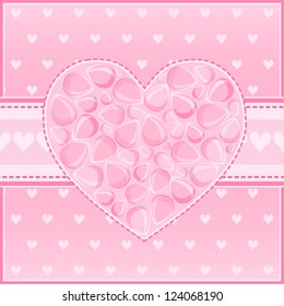 Beautiful Heart of Pink Flower Petals Greeting St Valentine Day Card