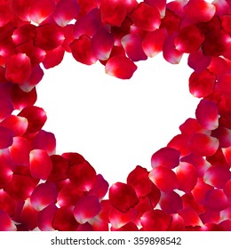 beautiful heart of red rose petals isolated on white background. Vector illustration. EPS 10