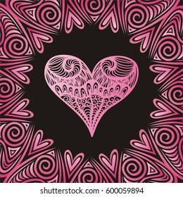 Beautiful heart and romantic background. Vector illustration.