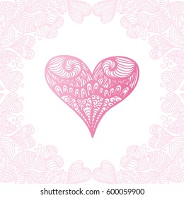 Beautiful heart and romantic background. Vector illustration.