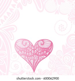 Beautiful heart and romantic background. Vector illustration.