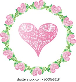 Beautiful heart and romantic frame. Vector illustration.