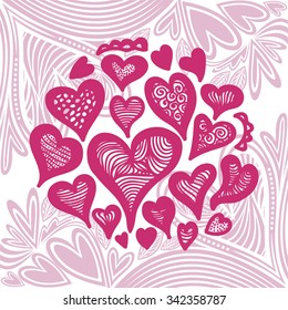 Beautiful heart romantic pattern background vector illustration