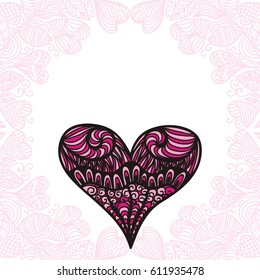 Beautiful heart and romantic pattern background. Vector illustration.
