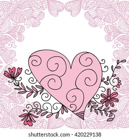 Beautiful heart romantic pattern design element vector illustration