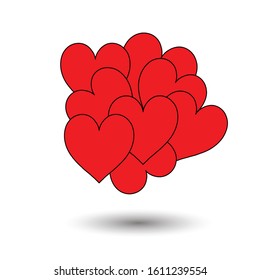 Beautiful heart set vector on white background.