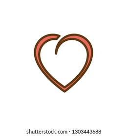 Beautiful heart shape flat icon, vector sign, colorful pictogram isolated on white. Love and valentine day symbol, logo illustration. Flat style design