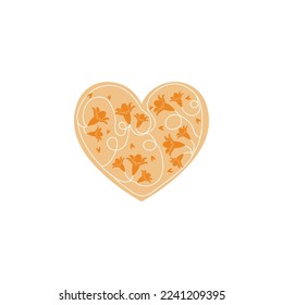 Beautiful heart shape with floral decor on white background