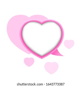 beautiful heart shape frame for copy space text, template valentine card with heart shape soft pink pastel, speech bubble heart shape for love card background, dialog speech paper in heart shape