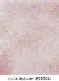 Beautiful heart shape pattern in pink spectrum - mosaic pattern