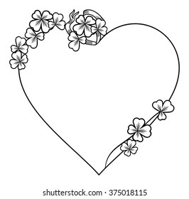 Beautiful heart shaped  frame with clover outline