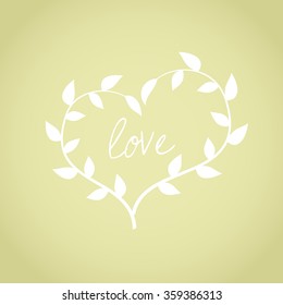 Beautiful heart shaped laurel branches vector