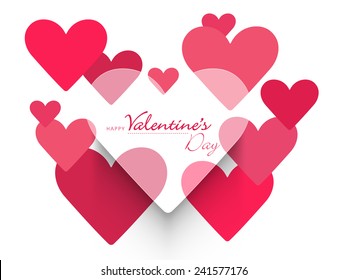 Beautiful heart shaped sticky design on white background for Happy Valentine's Day celebrations.