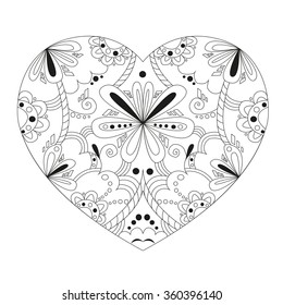 beautiful heart in style zentangle