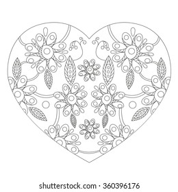 beautiful heart in style zentangle