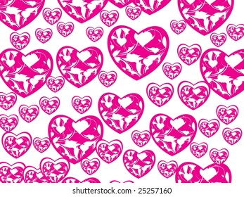 beautiful heart with swirl design background