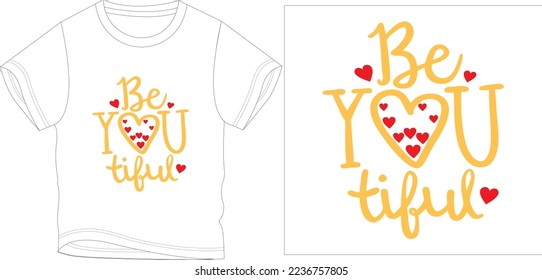 beautiful heart t shirt graphic design vector illustration digital file
