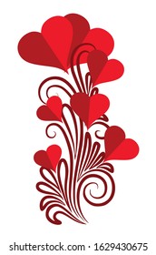 beautiful heart tree vector with red leaves