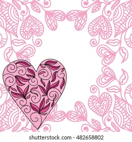 Beautiful heart. Valentines day card. Vector illustration.