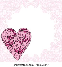Beautiful heart. Valentines day card. Vector illustration.