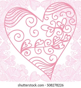 Beautiful heart. Valentines day card. Vector illustration.