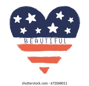 Beautiful heart vector design,fashion print