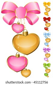  beautiful hearts with bow for the day of sainted Valentine