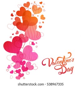 Beautiful Hearts decorated background, Elegant Greeting Card design for Happy Valentine's Day celebration.