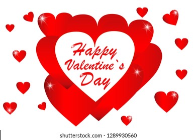 Beautiful Hearts Falling on Background. Invitation Template Background Design, Greeting Card, Poster. Valentine Day. Vector illustration